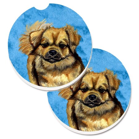 Carolines Treasures Blue Tibetan Spaniel Set of 2 Cup Holder Car Coaster LH9394BUCARC